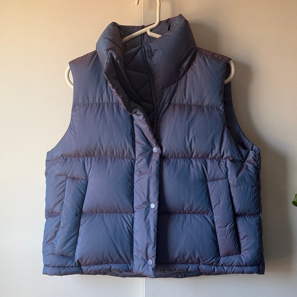 Lululemon Wunder Puff Cropped Vest Heathered Blue Indigo
